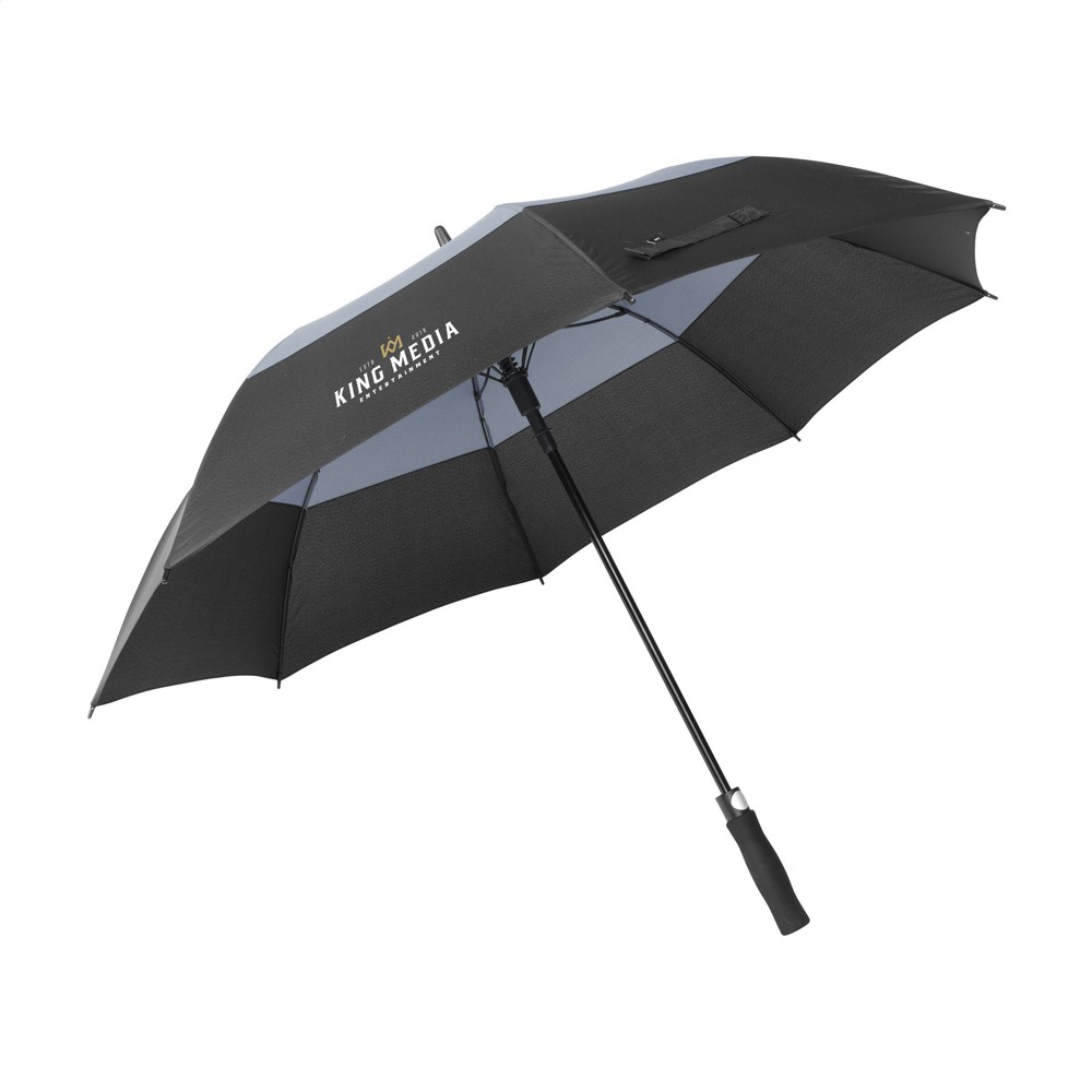 Morrison RPET Regenschirm 27 inch - grau/schwarz (± PMS 424U, Black)