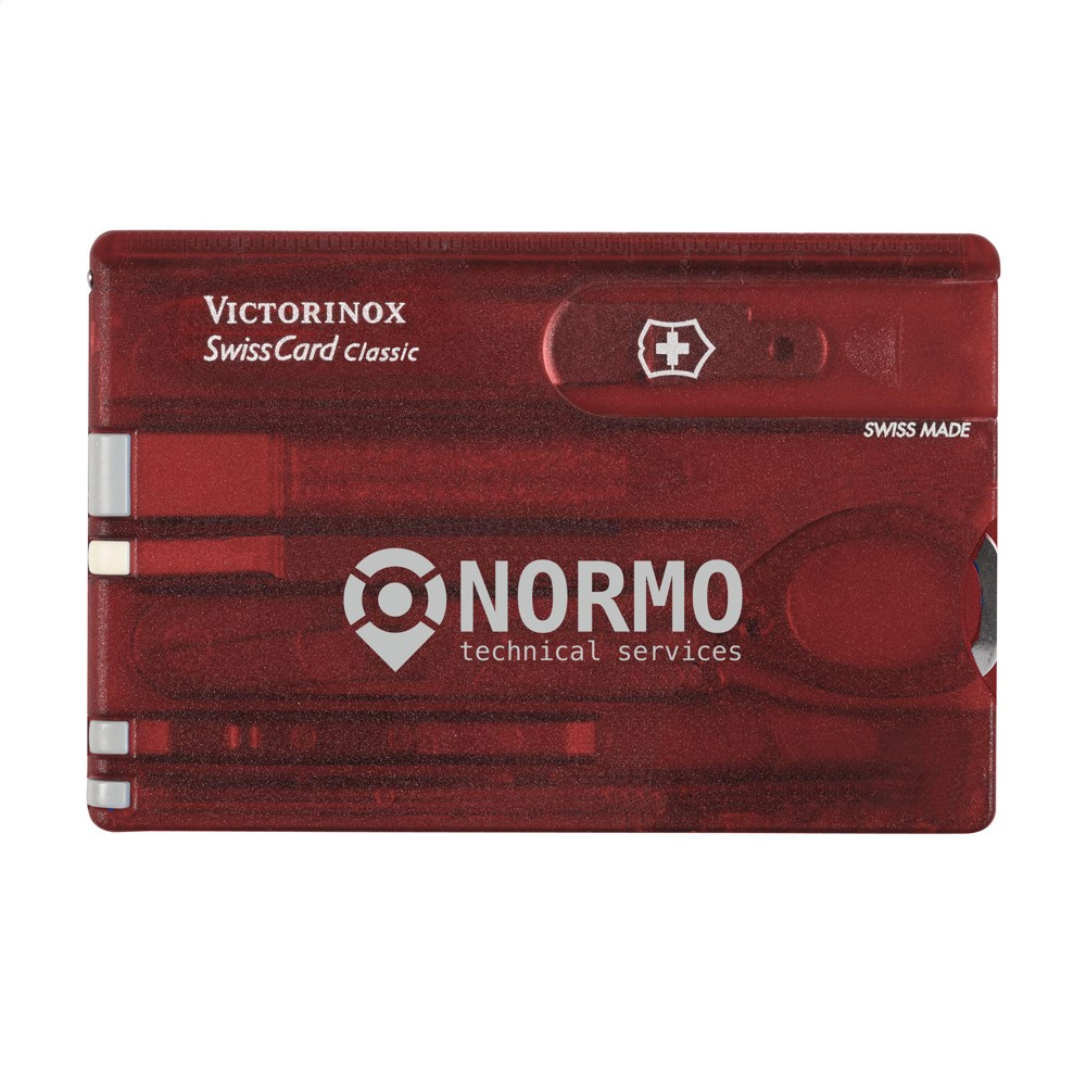 Victorinox Swisscard Classic Multitool - transparent rot (± PMS 187C)